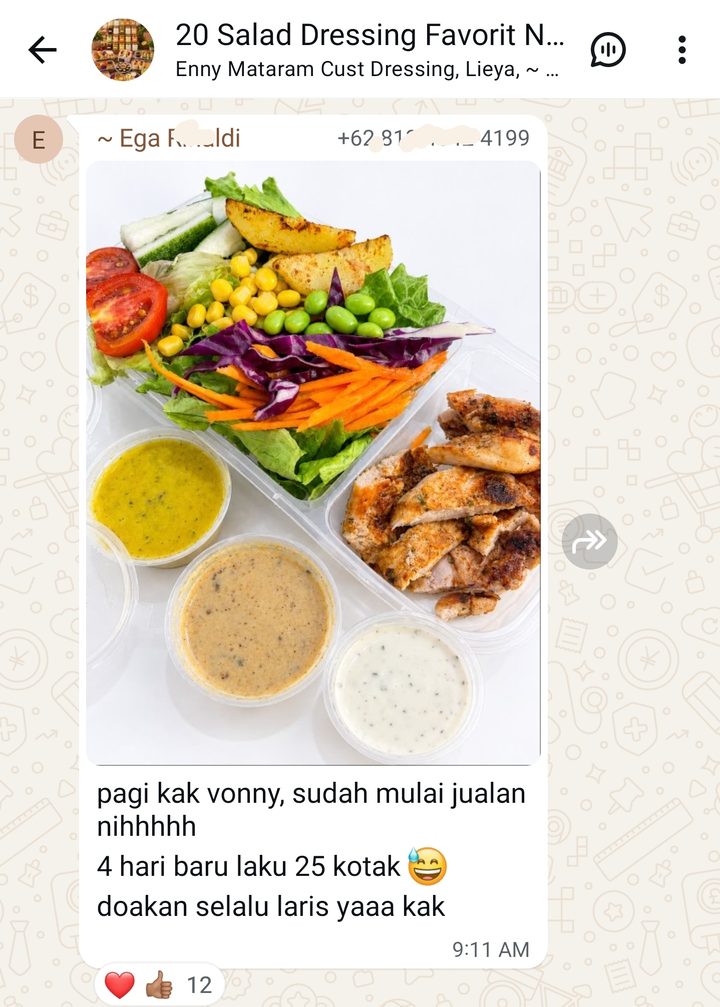 Testimoni pembeli via WhatsApp
