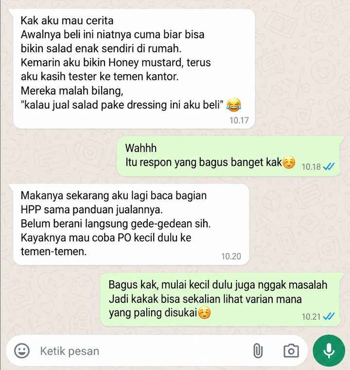 Testimoni pembeli via WhatsApp